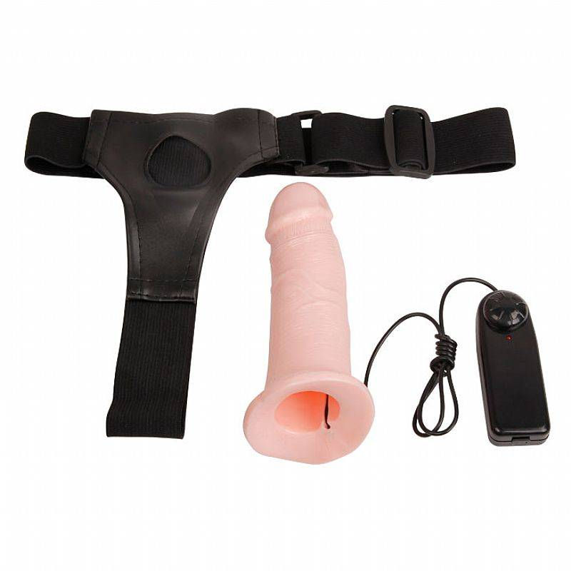 Miniatura: Cinta com Capa Peniana em CyberSkin e Vibro Multivelocidade - 16 cm