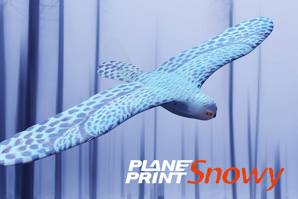 Planeprint Snowy, 3d printed rc model plane.
