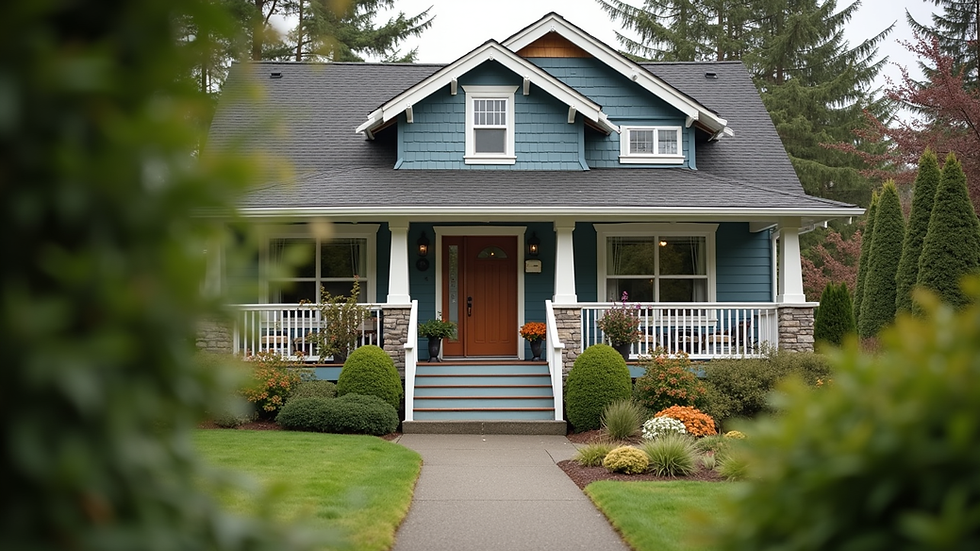 Close-up view of a charming home exterior in Tumwater, WA
