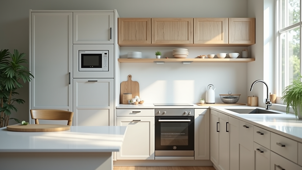 Close-up view of a modern kitchen with updated appliances and clean countertops