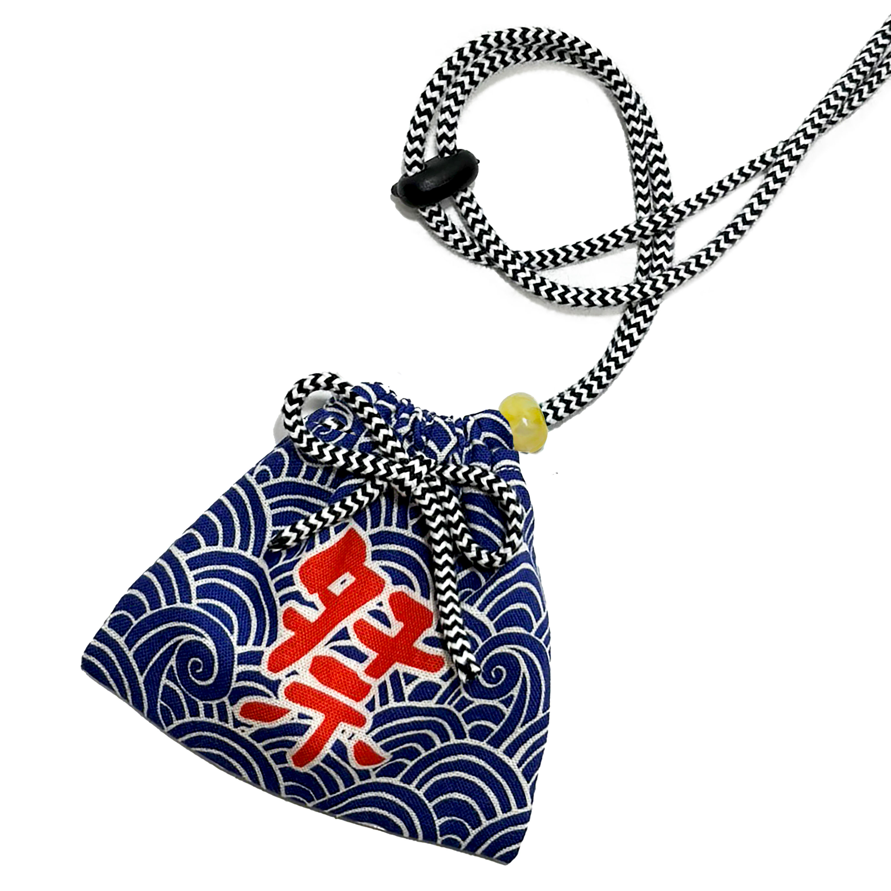 K03 首掛け巾着 紺波