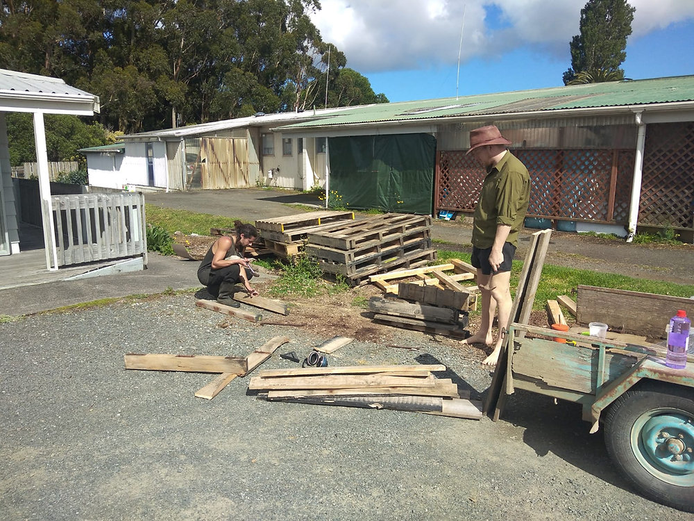 Spring Composting at the Community Garden.