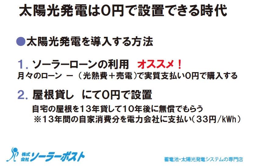 太陽光パネル0円設置