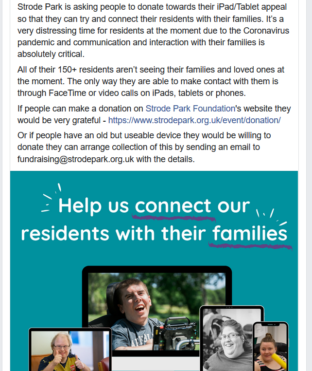 📱Strode Parks 'Connect Residents With Their Families' campaign.📱
