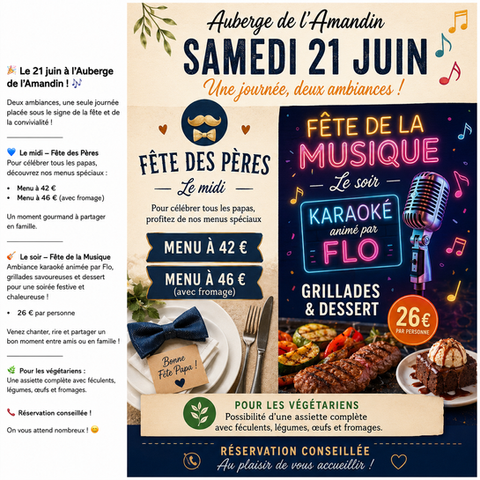À l'Auberge de l'Amandin, nous vous avons préparé une journée spéciale