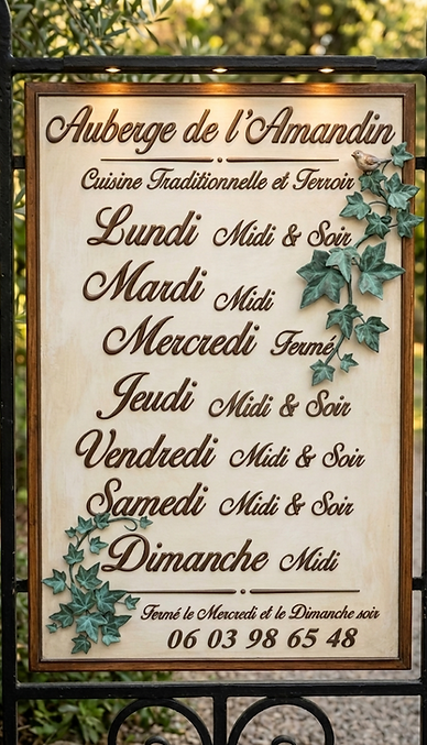 Horaire d'été auberge amandin