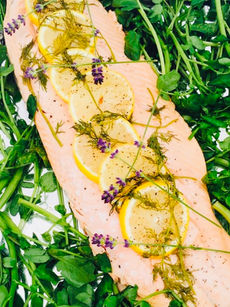 BBQ Salmon with Watercress & Lavender
