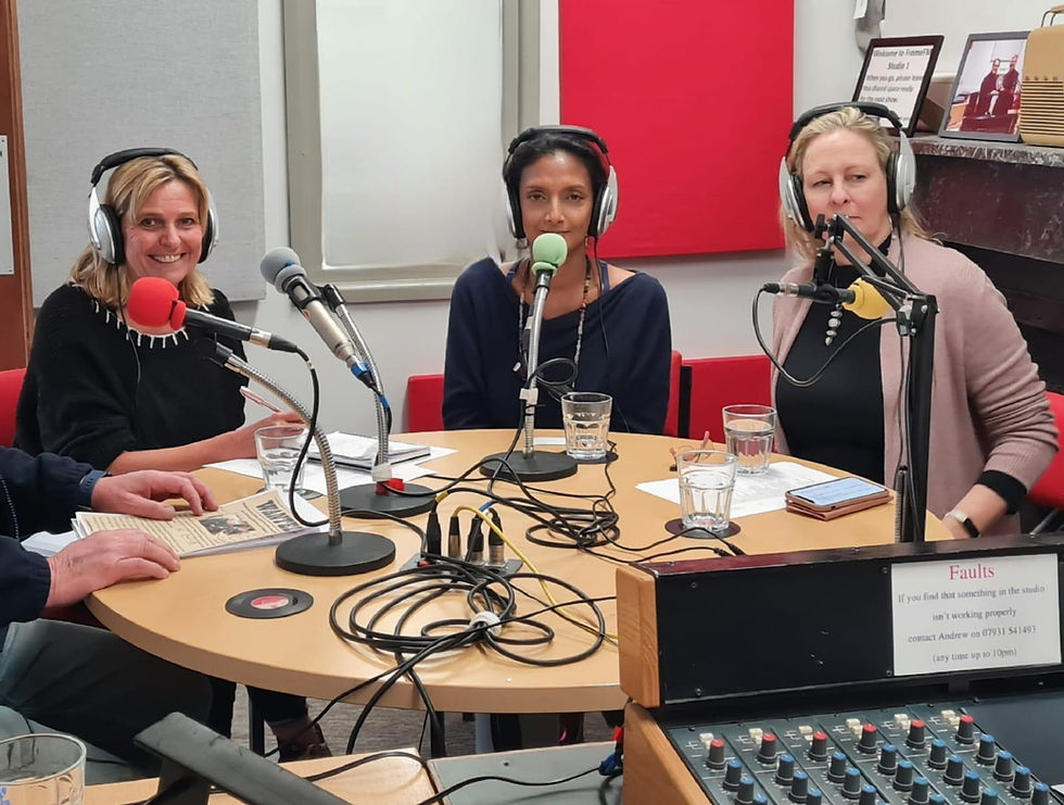 Daisy, Sonia & Becky recording at Frome FM