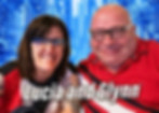 Lucia and Glynn smiling in front of a blue city backdrop