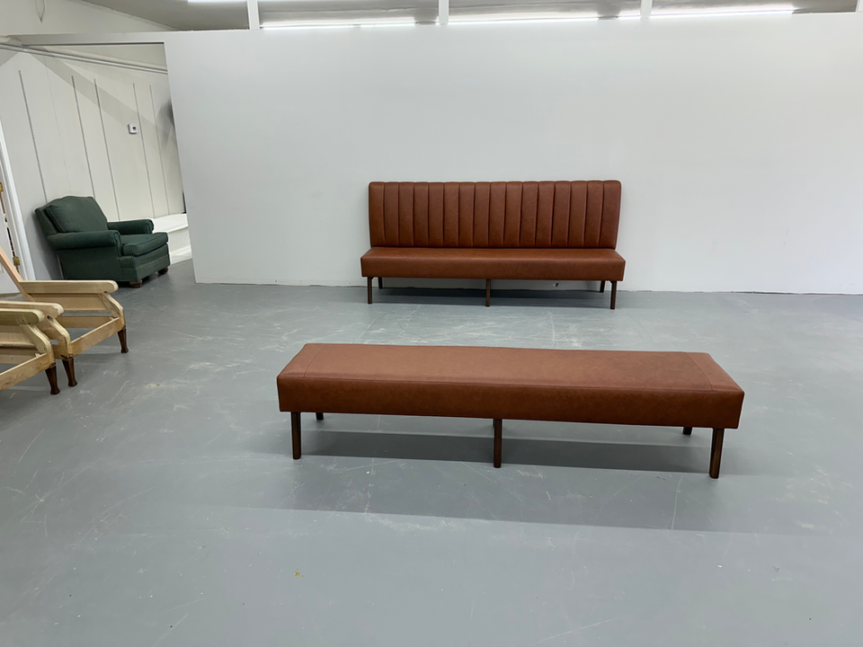 custom brown leather banquette