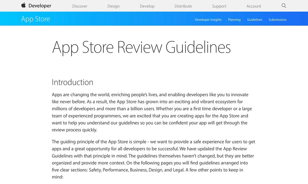 App store review guidelines