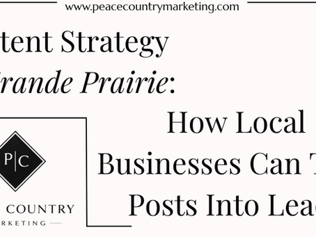 a graphic with the text "Content Strategy in Grande Prairie: How Local Businesses Can Turn Posts into Leads"
