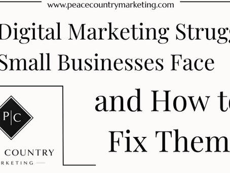 Graphic with the text "9 digital marketing struggles small businesses face and how to fix them"