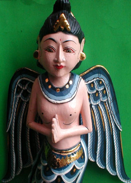 Thumbnail: Sita Dewi Rice Goddess Flying Hanging Lady Wood Carving Large 15"