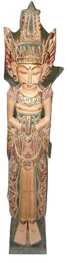 Thumbnail: Bali DEWI Legong Rama Sita PAIR handmade wood statue f 39" high Natural