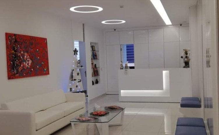 Eye-level view of a modern clinic reception area with elegant design in Beirut