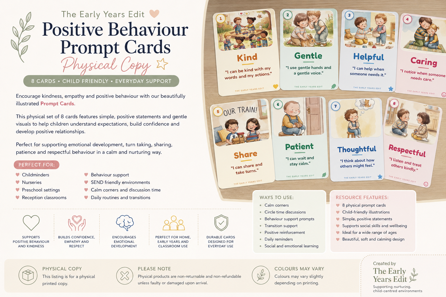 Kindness Flash Cards– Physical Copy