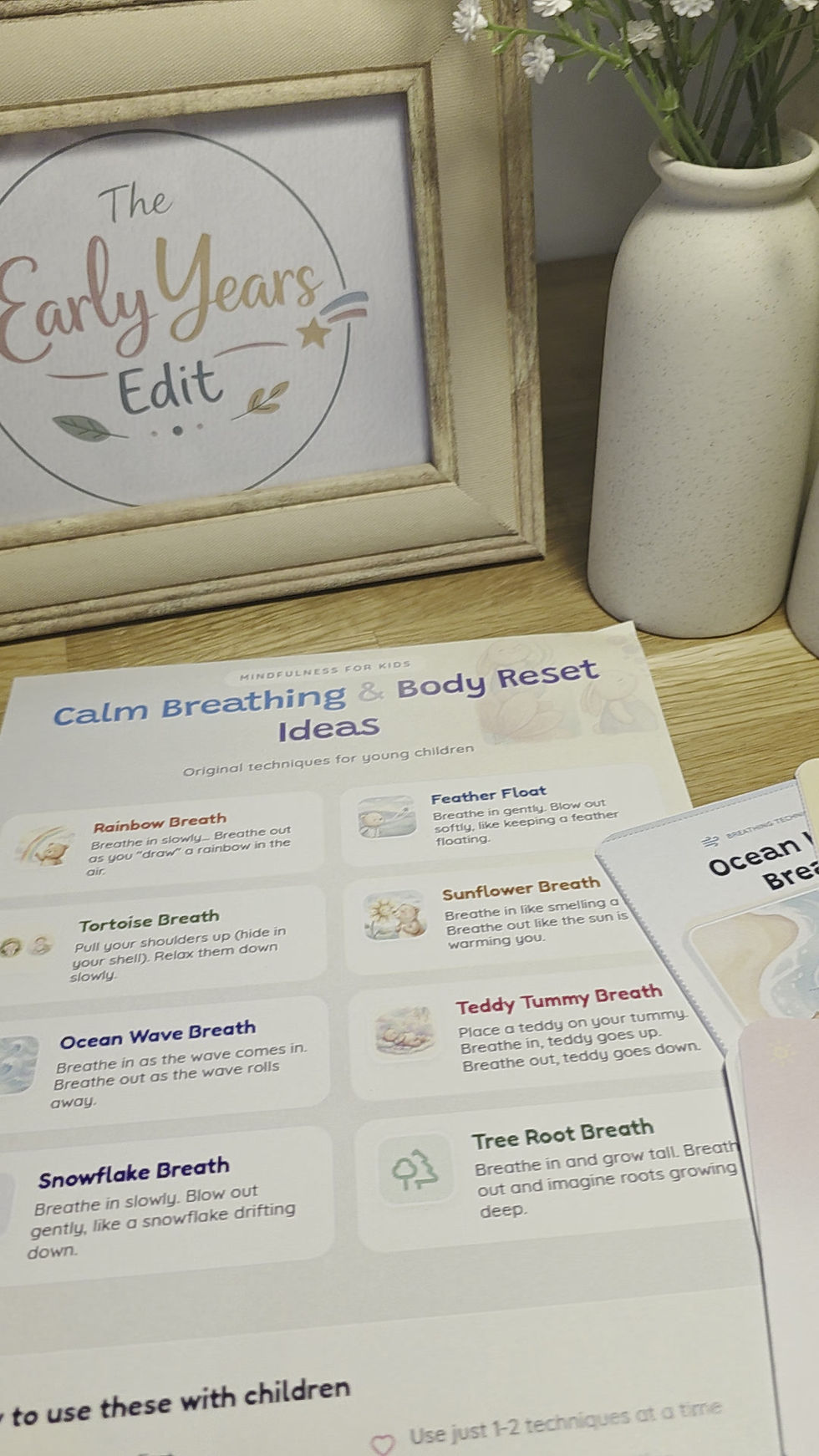 Thumbnail: Mindfulness Breathing Techniques for Children Poster + Flashcards Bundle