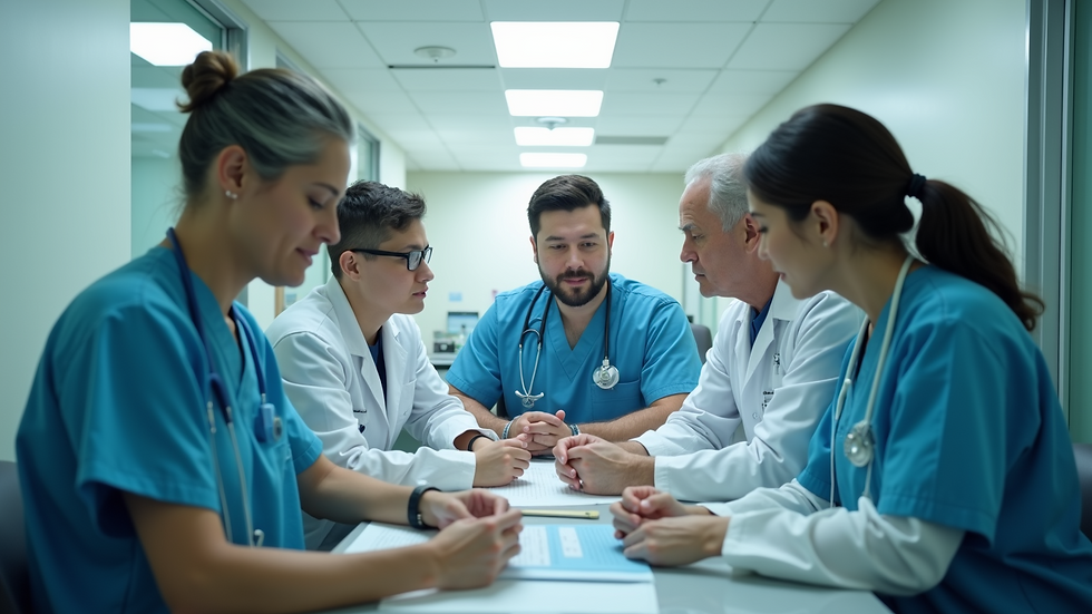 High-angle view of healthcare professionals engaging with their patients