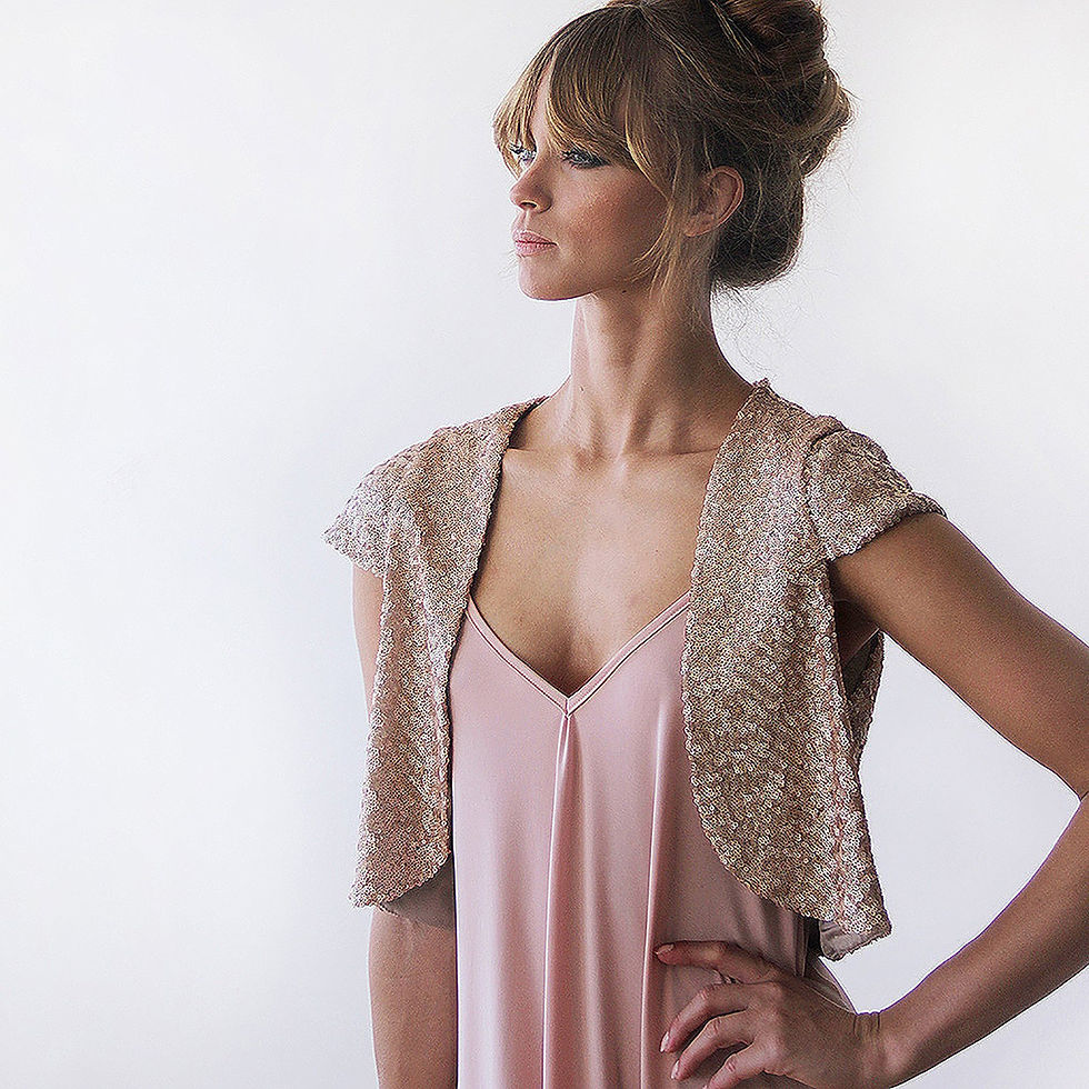 Glamorous Sparkling Pink Sequin Bolero #2009