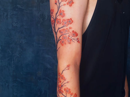 桜のタトゥー 腕 ラインタトゥー 杉並区 荻窪 Wizdom Tattoo