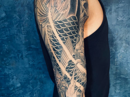 桜のラインタトゥー 腕 ブラックアンドグレー 東京杉並 Wizdom Tattoo