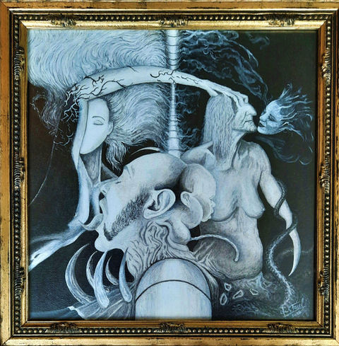 Fasel Jens „Limbus“, 2020, Öl auf Leinwand, 30 x 30 cm, Galerie Dikmayer, Berlin-DE
Entstanden ist das Bildaus einem Traum. Der Limbus wird in der Theologie als Vorhölle oder im Volksmundauch als äußerster Kreis der Hölle bezeichnet. Zudem ist der Maler selbst auf dem Bild zu sehen.