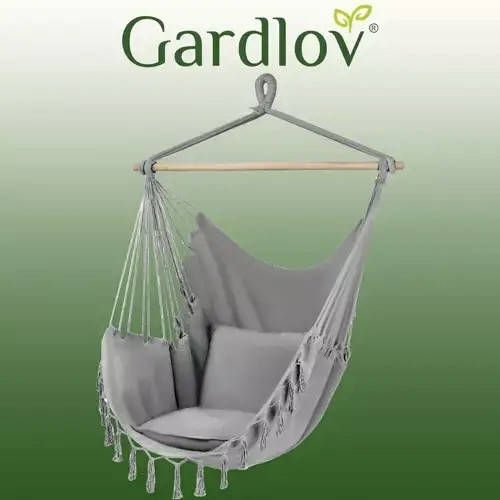 Прев'ю: ГАМАК БРАЗИЛЬСЬКИЙ КРІСЛО GARDLOV СІРИЙ 23671 + 2 ПДУШКИ