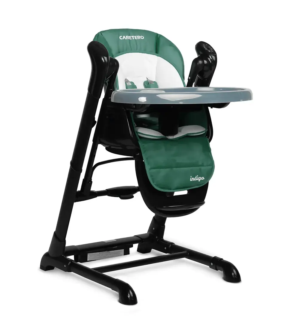 Прев'ю: Крісло-гойдалка + стільчик для годування Caretero INDIGO Black Green