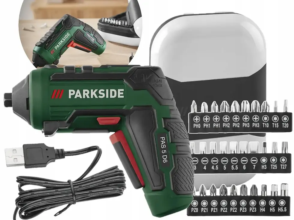 Прев'ю: Акумуляторна викрутка Parkside PAS 5 D5 шурупокрут з насадками 4 V, 1500 mAh, 10