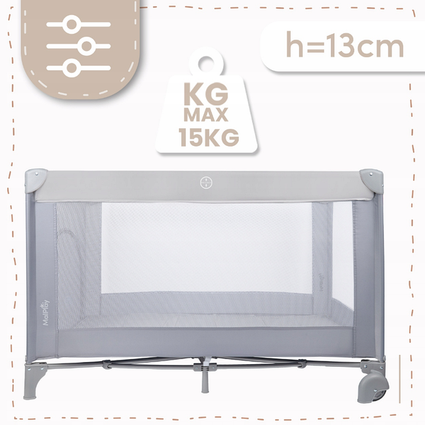Прев'ю: Ліжечко манеж 60x120см сірий MalPlay (Польща)
