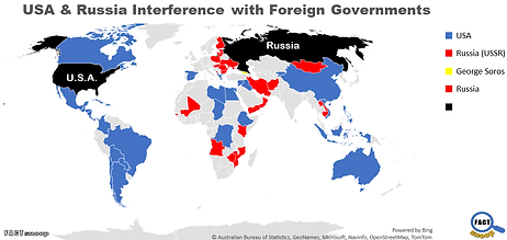 Map USA and Russia interference with foreign governments