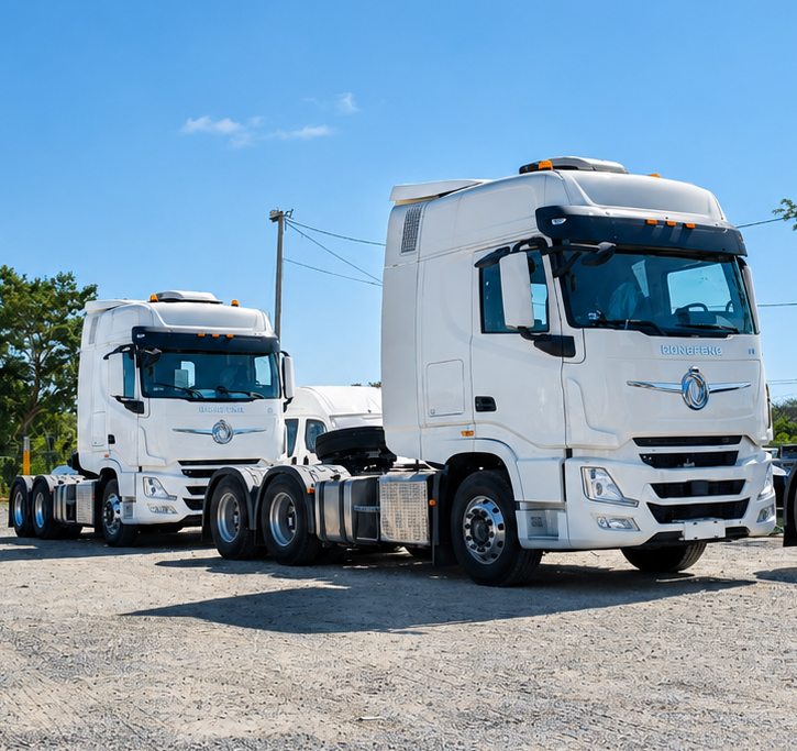 Camiones Dongfeng en patio de carga.png