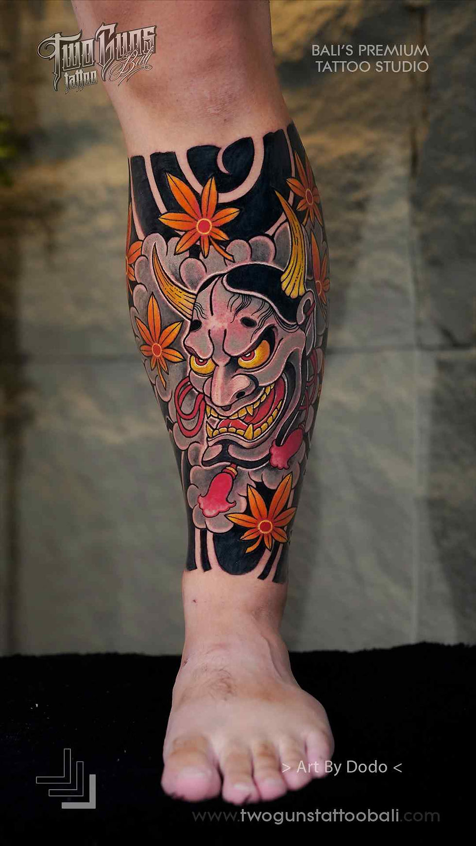 Colour-Japanese-Hannya-Mask-Tattoo