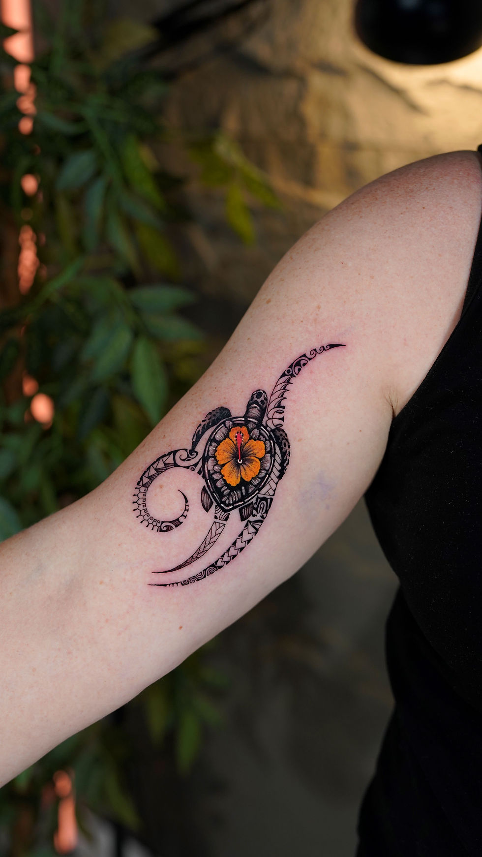 Small-Turtle-Tribal-Flower-Tattoo