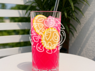 Pinke Limonade mit Zitrone