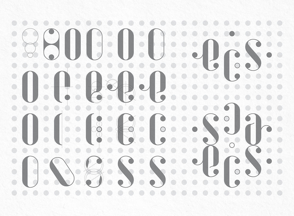 Trais de construction du logotype sur-mesure de la marque ECS Skincare par le graphiste Downtown