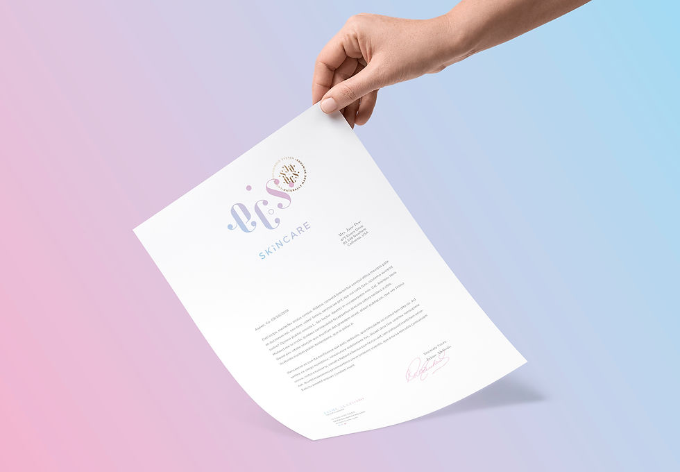 Design d'une tête de lettre pour une marque de cosmétiques haut-de-gamme par le graphiste lyonnais Downtown