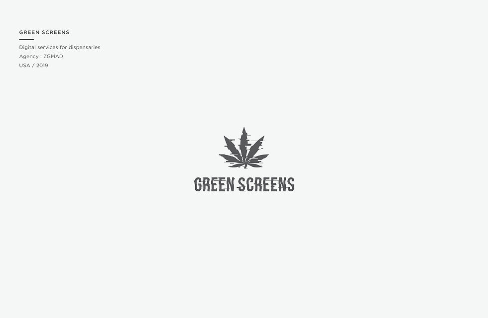 Design et création du logo de l'entreprise Green Screens par le graphiste et directeur artistique Downtown à Lyon
