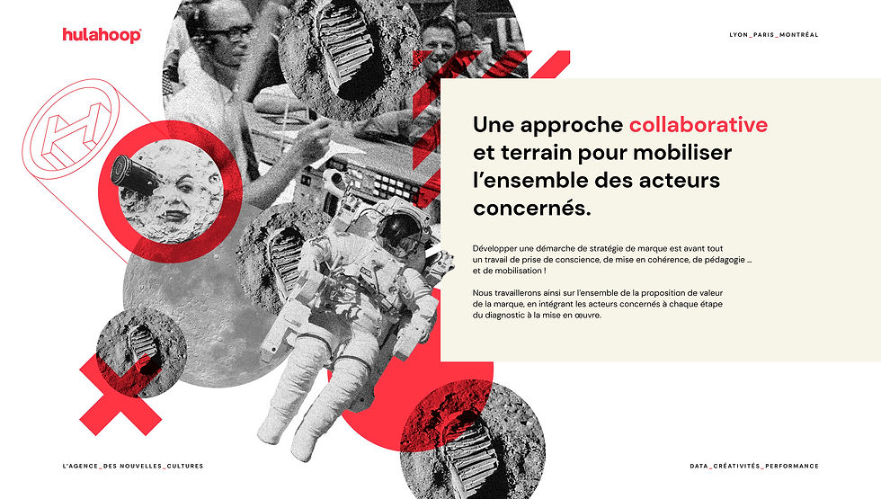 Graphic and creative layout for the editorial content of the communication agency Hula Hoop, a design studio in Downtown Lyon