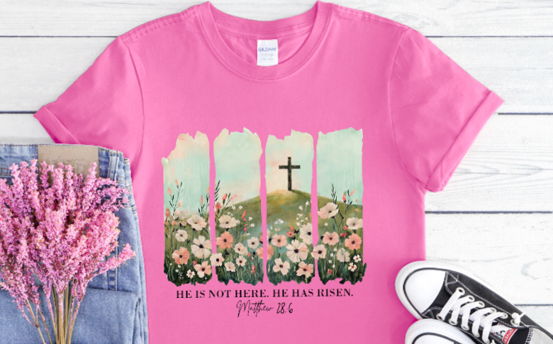 Thumbnail: He is Risen brushstroke shirt, Resurrection, Easter shirt