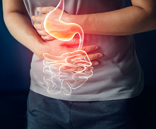 Woman touching stomach painful suffering from stomach pain