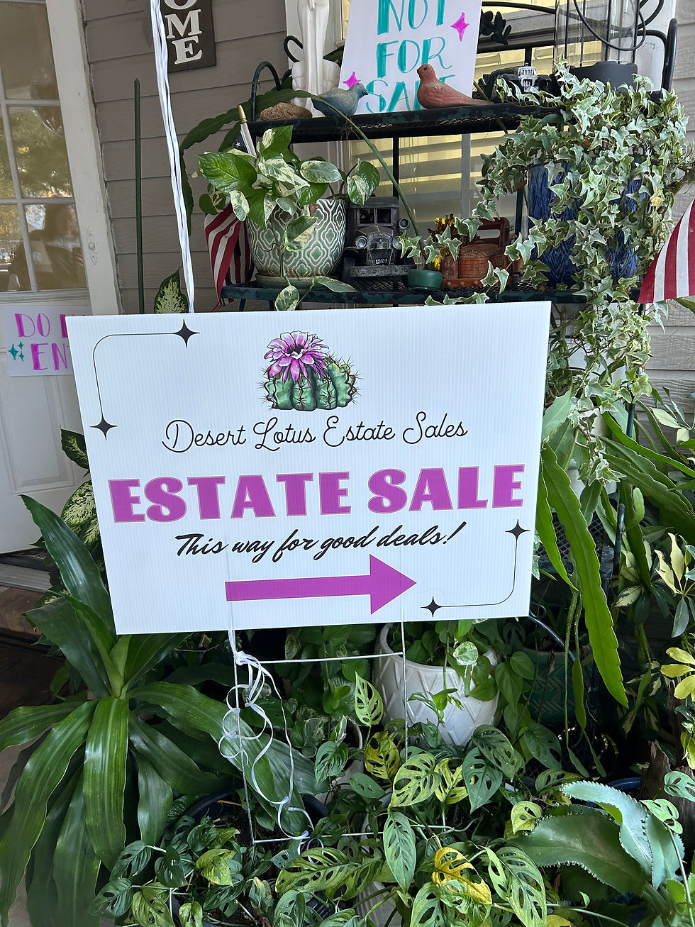 Desert Lotus Estate Sale signage