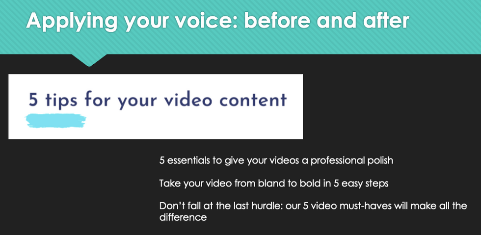 Tone of voice copywriting example from senior freelance copywriter and creative strategist, Sarah Hunt