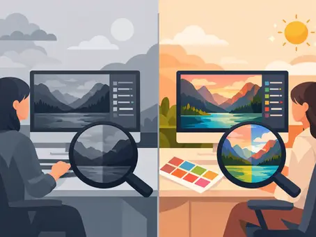 Prima e dopo correzione colore difficile