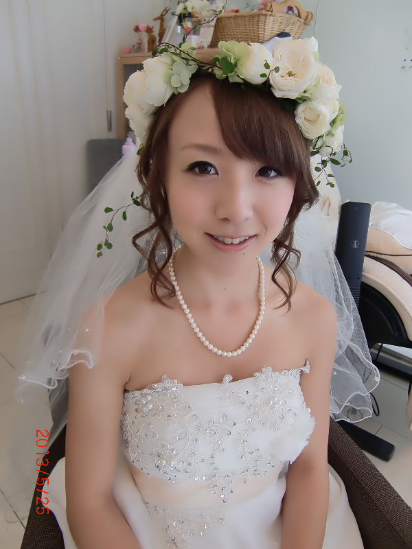 白グリーンの生花花冠