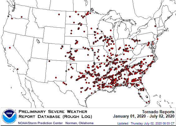 QUIET TIMES DURING PEAK SEVERE WEATHER SEASON....