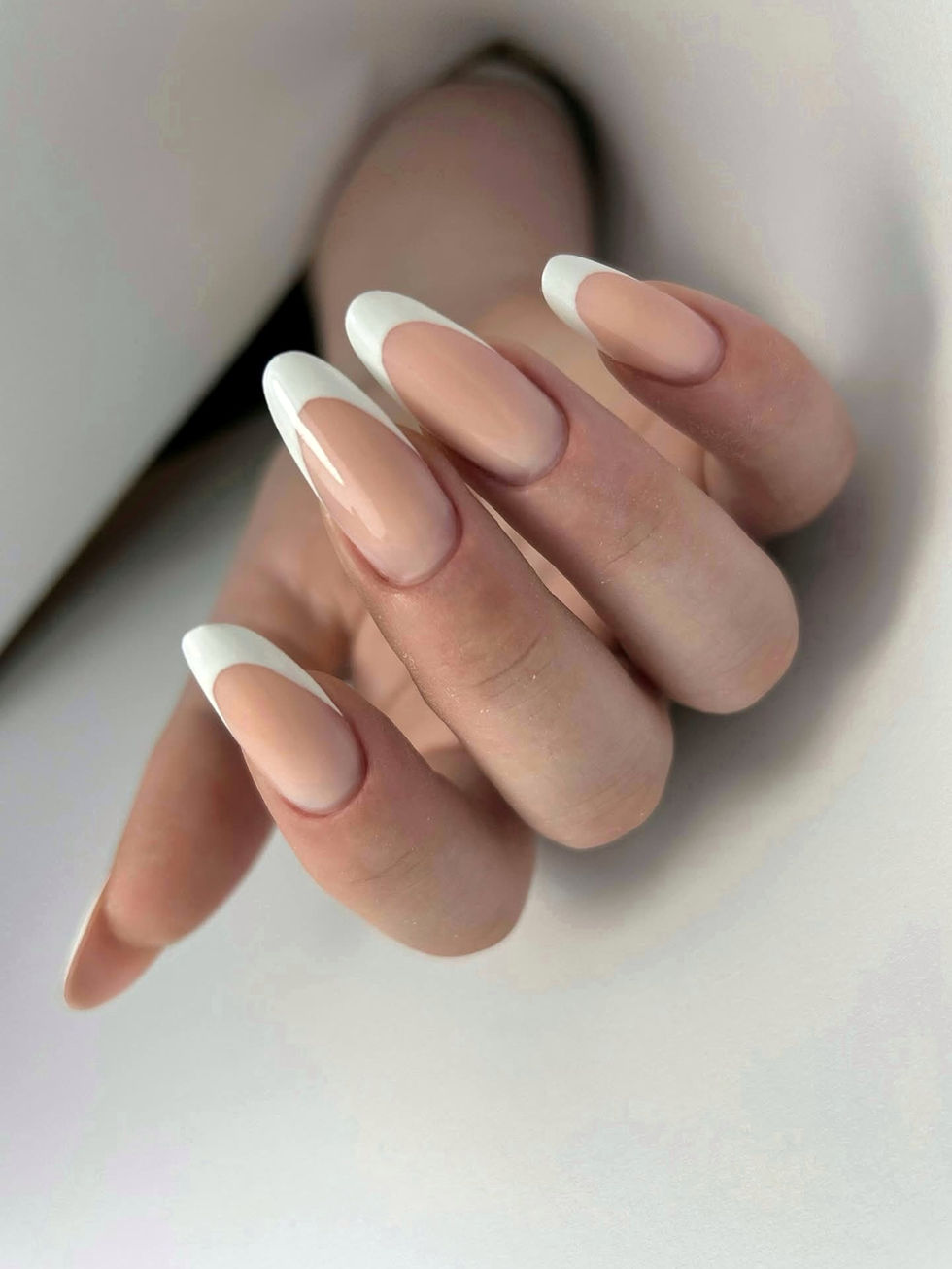 french manicure Elegant nails with natural shine created by our nail technician at Dove Beauty House