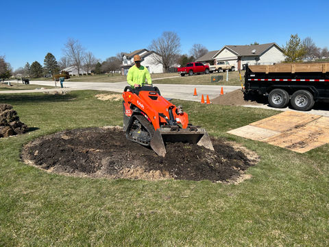 finish grade, dirt work, seed and straw, yard repair