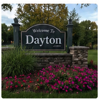 Welcome to Dayton Minnesota sign representing the local community served by Excel Roofing and Construction